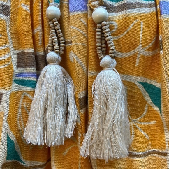 True Destinations Resort Wear Wide Leg Pants Beach Tropical Coverup Yellow M - Picture 10 of 12